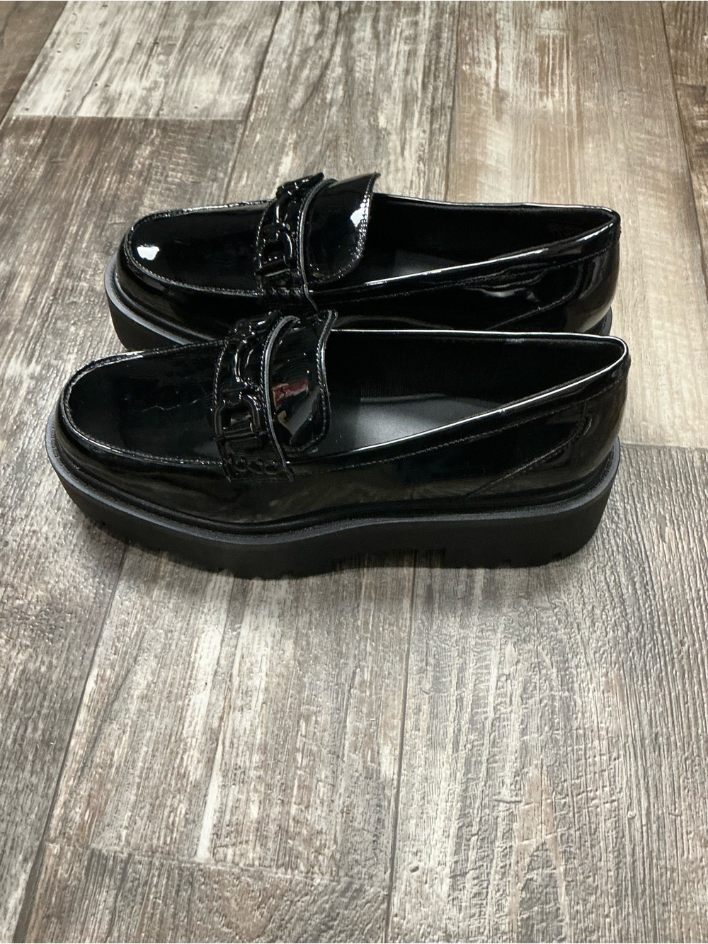Aldo Black Patent Platform Loafers Size 9 - Picture 9 of 16